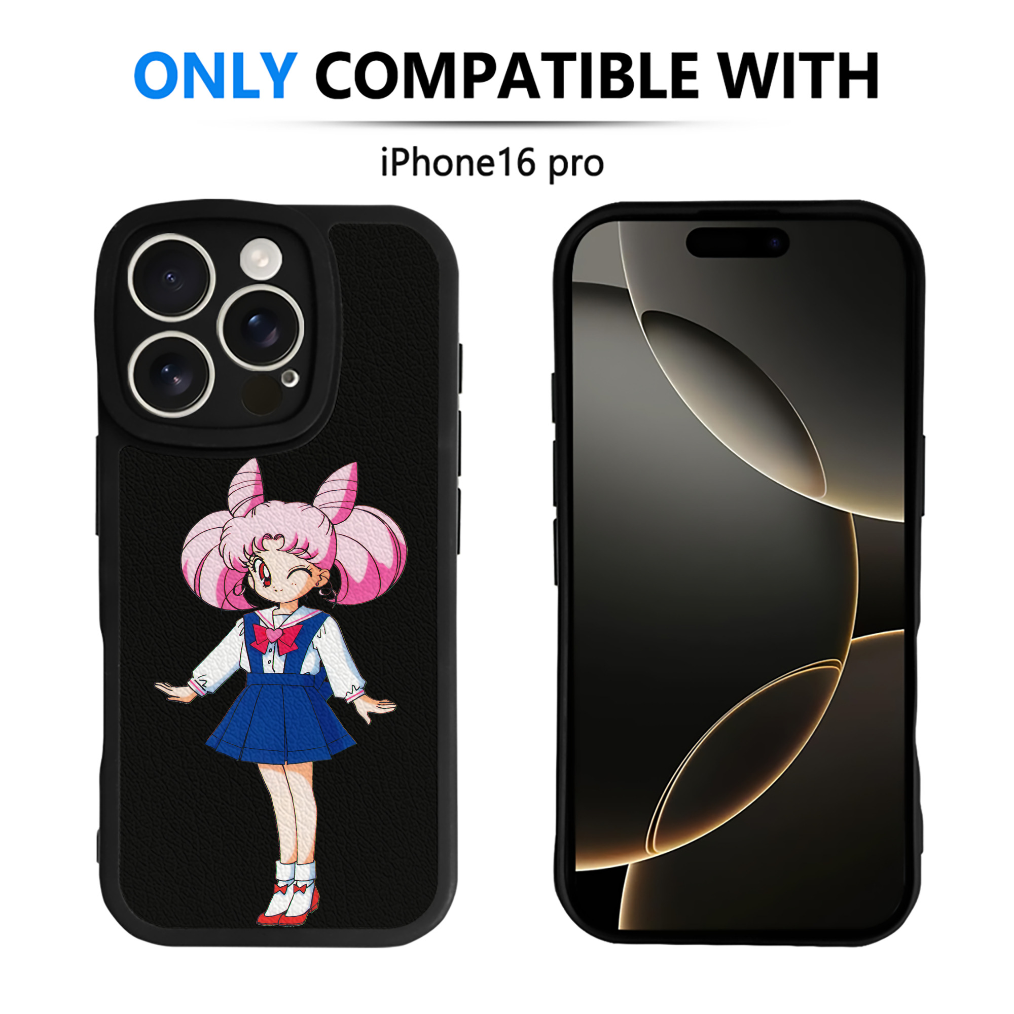（画像用） 美少女戦士セーラームーン ちびうさ Sailor Moon Chibiusa Tsukino Usagi Small Lady Serenity 【iPhone 16シリーズ対応】シリコンスマホケース（レザー調） 材質：シリコン